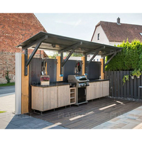 Cuisine extérieure de style américain avec barbecue, en acier inoxydable, armoires de cuisine modernes pour barbecue