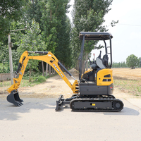 Mini-excavatrice Derette RT20, excavatrice compacte de 2 tonnes pour petits travaux, utilisation en location avec moteur diesel Kubota