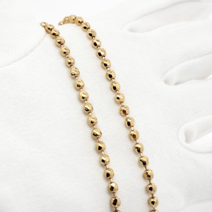 18K Gold Twist Ball Bead Chain Necklace Diamond Cut Solid Gold Station Necklace Fine Jewelry Gift for Women <b>Wife</b> - Product Image 2