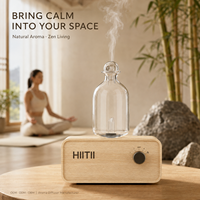 Diffuseur d'aromathérapie sans fil rechargeable HIITII, nébulisation silencieuse, lumière nocturne chaude, diffuseur d'huiles essentielles en bois et verre