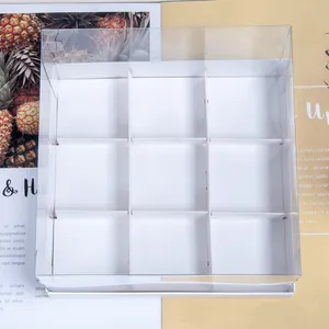 IMEE定制大尺寸蛋糕纸杯蛋糕甜点包装高大透明盒子方形矩形透明盖子白纸板帽盒
