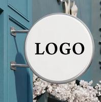 Boîte à lumière publicitaire LED ronde en acrylique double face personnalisée, étanche pour l'extérieur, à suspendre, pour devanture de magasin, logo d'entreprise