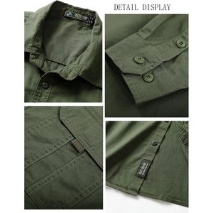 FOXA Men's Long Sleeve Cotton Work Shirt Casual Button <b>Down</b> Cargo Shirt for Hiking Camping Outdoor Use - Product Image 6