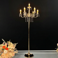 Support de bougie de mariage en métal lumineux haut de gamme, support de lampes LED de haute qualité pour éclairage de route, décorations d'arrière-plan de scène de mariage, ornements - Grande Vente