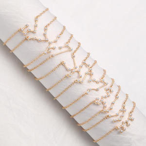 Yiwu Daicy Pas Cher Prix Chaîne Zodiaque Bracelet Minimaliste alliage <span class=keywords><strong>avec</strong></span> carte strass Bracelet constellations bracelet Pour les femmes - Product Image 1