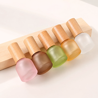 Flacon en verre givré coloré de 10 ml avec bouchon en bois, flacons roll-on pour huiles essentielles, parfums, rechargeables, avec bouchon à vis, logo personnalisé, ODM