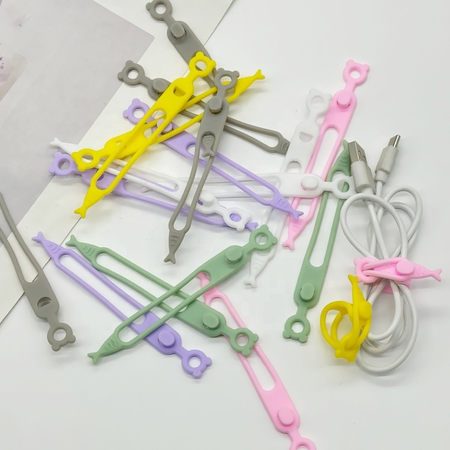 Multipurpose Silicone Elastic Cord Organizer for Bundling and Fastening Cable Cords Wires