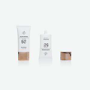 <b>White</b> Oval <b>Flat</b> PE Cosmetic Tube With Electroplated Screw <b>Cap</b> Custom Logo Labeling suncream tube BB cream tube - Product Image 2