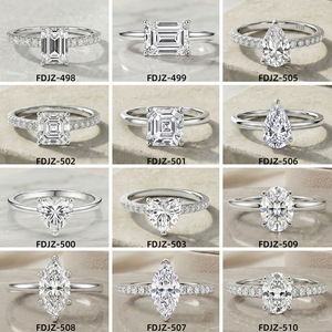 Anillo de compromiso de plata S925 para mujer con moissanita de 1 quilate, corte esmeralda, piedra de aschmalt en forma de corazón y huevo de paloma - Product Image 3