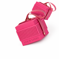 Boîte cadeau rose vif style accordéon, emballage en papier de qualité supérieure pour cosmétiques/cadeaux/fleurs, logo personnalisé imprimé