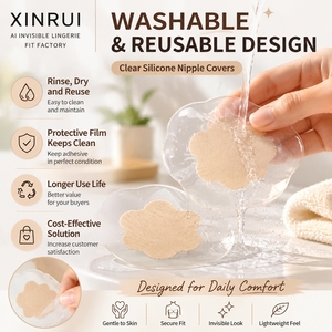 XINRUI Cache-tétons invisibles en silicone souple, forme fleur, lavables 30 fois, pour mariée, vente en gros OEM - Product Image 2
