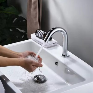 SUS Offre Spéciale Chrome Robinet Électrique Sans Contact Salle De Bains Évier Capteur Robinet AD \ <span class=keywords><strong>DC</strong></span> Lavabo Robinet D'eau pour Hôtel Lieux Publics - Product Image 5