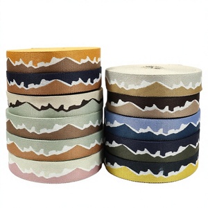 סרטים ארוגים ג'קארד טרילין גליים בעובי 38 מ\"מ (1.5 אינץ') במגוון צבעים לתיקים, חגורות וטקסטיל, רצועות ניילון. - Product Image 1