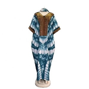 Abito Lungo <span class=keywords><strong>Etnico</strong></span> Africano Dashiki 2026 per Donne, Stampa Etnica, Orlo Svasato, Scollo a V, Manica Corta, Elegante <span class=keywords><strong>Vestito</strong></span> da Donna - Product Image 3