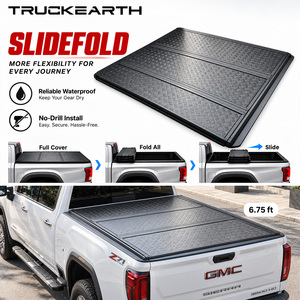 GMC Sierra 3500HD Sliding Tri Fold Tonneau Cover for 6.75 ft Bed Hard Folding Aluminum Truck Bed Cover with Sliding Rails - Product Image 1