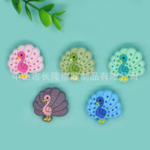 Perles de dentition en silicone en forme de paon, de qualité alimentaire, pour bébés de 0 à 24 mois, unisexe, jouet souple, accessoires DIY - Product Image 3