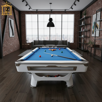 Table de billard française moderne et durable de 9 pieds avec cadre en bois massif, système de retour automatique des billes, table de billard de qualité tournoi pour 9 boules