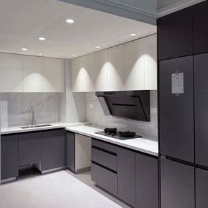 Gabinetes de Cocina Modernos y Ecológicos, Colores Personalizados, Nuevos Diseños, Estructura de Madera MDF, Lacado, Gabinetes de Cocina Sencillos con Descuento - Product Image 3