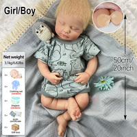 Boneka Bayi Silikon Solid Loulou 20 inci, Buatan Tangan, Detail Tubuh Realistis, Rambut Pirang Pendek Premium, Anatomi Tubuh Tepat