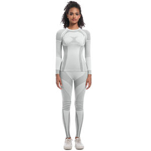Femmes taille élastique transfrontalière sans couture tricoté sport costume ensemble moulant deux pièces pour Fitness Yoga course Long <span class=keywords><strong>Ski</strong></span> - Product Image 1