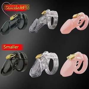 Petit dispositif de chasteté masculin standard, cage à pénis avec 5 anneaux de différentes tailles, serrure en laiton, étiquettes de numérotation de verrouillage, jouets sexuels <span class=keywords><strong>CB6000</strong></span> - Product Image 1