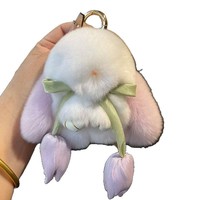 En gros, Breloque de sac à dos Lapin tulipe à oreilles tombantes, Nœud papillon, Boutons de manchette lapin, Accessoire suspendu quatre saisons style coréen