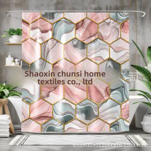<span class=keywords><strong>Rideau</strong></span> de <span class=keywords><strong>douche</strong></span> de salle de bain quatre pièces en <span class=keywords><strong>nid</strong></span> <span class=keywords><strong>d</strong></span>'<span class=keywords><strong>abeille</strong></span> en marbre imperméable à l'eau en polyester résistant à la moisissure et à l'impression numérique du fabricant - Product Image 4