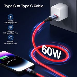 Câble USB Type C de charge rapide PD 60W, <span class=keywords><strong>coque</strong></span> en aluminium, silicone ultra souple, <span class=keywords><strong>cordon</strong></span> de charge de données USB-C - Product Image 2