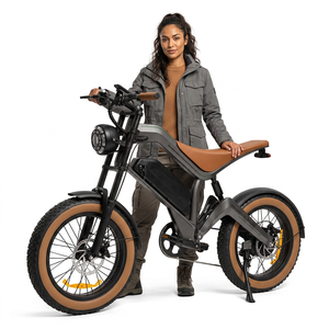 Bicicleta Eléctrica de Estilo Motocicleta Retro con Neumáticos Anchos, Suspensión Completa, Todoterreno, para Adultos, para Paseos al Aire Libre - Product Image 1