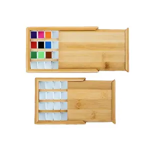 Factory Wholesale Portable Empty Storage Palette Art Supplies Wood Watercolor Palette Box