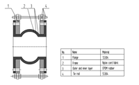 Compensateur de joint d'expansion flexible en caoutchouc EPDM NBR DN32-600 avec connecteur à bride et surface lisse pour raccord de tuyauterie