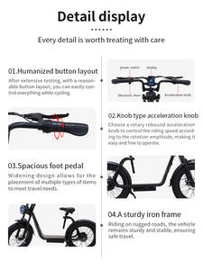 Vélo électrique Urban Mountain 750W avec batterie au lithium à gros pneus de 20 pouces Moteur sans balais Type électronique intelligent Vitesse maximale 25kmh - Product Image 3