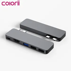 Colorii DC6H 5in1 alüminyum thunderbolt3 tipi C USB 3 0 yerleştirme istasyonu için hdmi M1 M2 Macbook Pro Air