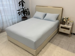 Parure de draps 3 pièces <span class=keywords><strong>Queen</strong></span> OEM/ODM douce et respirante 300TC en <span class=keywords><strong>nylon</strong></span>/spandex rafraîchissante avec propriétés antibactériennes pour les personnes ayant chaud la nuit - Product Image 3