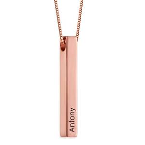 Personalized Customized 3D Long <strong>Bar</strong> Engraved Stainless <strong>Steel</strong> European American Popular DIY Pendant Bamboo Necklace Dropshipping - Product Image 5