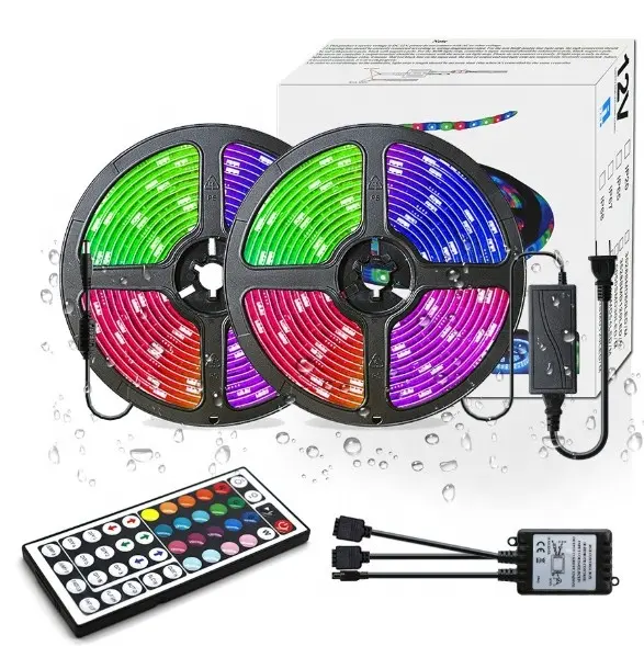 RGB Strip Lampu LED 10M, Strip Lampu LED 5050, Kit Lampu Strip LED Berubah Warna dengan Remote untuk Dekorasi Rumah Bar