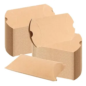 50PCS Kraft Pillow Box Brown Pillow Candy Jewelry Bags Pillow Box Party Wedding Favor for Anniversary Birthday Halloween X0136