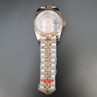 Boîtier de montre 39 mm en acier inoxydable bicolore or rose avec lunette cannelée, bracelet Jubilé, loupe, verre saphir, chronographe compatible NH35
