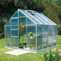 Kits de serres de jardin modernes en aluminium argenté avec cadre thermolaqué, faciles à assembler