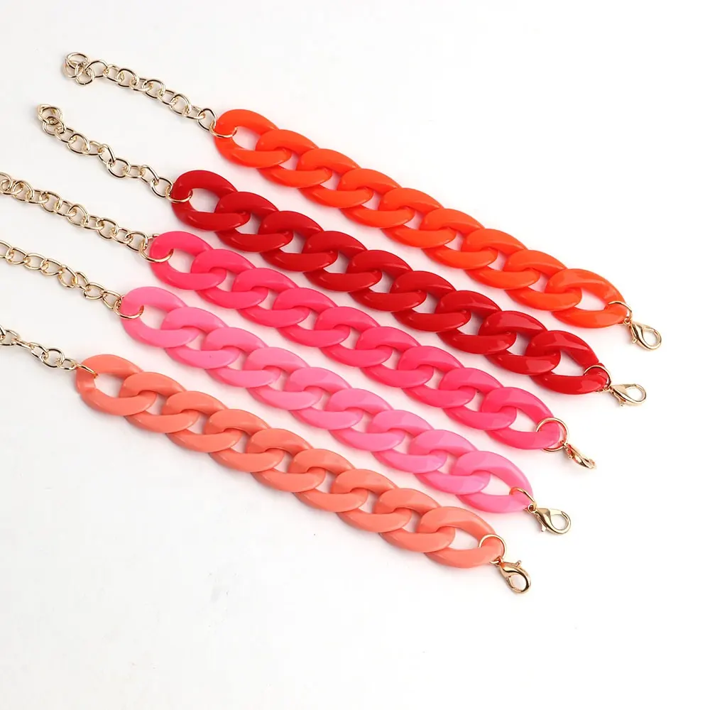 31 Colors Fashion Acrylic Thick Chain Bracelet For Women Men Wholesale Candy Neon Color Charm Bracelet Wristband Summer Jewelry