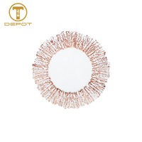 Assiette de présentation durable et moderne de 13 pouces en verre doré, argenté ou or rose, avec motif floral, pour la décoration de table de mariage ou de fête