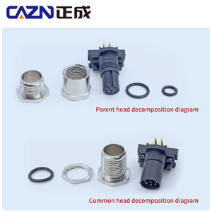 90 độ PCB M12 Nam Nữ cong kim Ổ cắm 4 8 12 Pin một mã hóa kim loại Phải góc cạnh ổ cắm vít M12 kết nối - Product Image 6