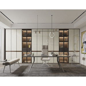 Estantería Alta de Diseño Moderno y Lujoso con Luz LED, Mueble de Almacenamiento para Libros, Librería de Madera <span class=keywords><strong>Blanca</strong></span> con Puertas de Vidrio y Cajones - Product Image 1