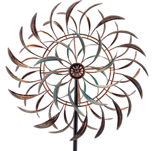 Büyük harikalar bahçe perileri gibi Metal vatansever rüzgar heykel Spinner Yard sanat rüzgar Spinner güneş işığı cam küre - Product Image 5
