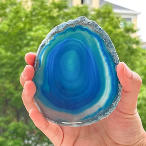 Fette di tavolo leggero in agata lucidata sfusa cristalli curativi pietre di <span class=keywords><strong>Geode</strong></span> decorazioni da tavolo in agata irregolare colorata - Product Image 2