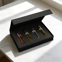 Lot de 4 échantillons d'huiles parfumées en gros, coffret cadeau, flacons roll-on en verre rechargeables de 10 ml avec emballage personnalisé pour cosmétiques