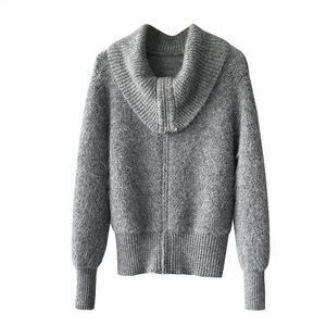 Suéter de punto para <span class=keywords><strong>mujer</strong></span>, estilo coreano, nuevo, con solapa, doble cremallera, manga larga, cárdigan de <span class=keywords><strong>color</strong></span> sólido, estilo informal. - Product Image 2