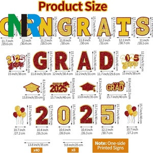 Letrero de jardín para exteriores con estacas, de PP, con mensaje 'Felicidades Graduado Clase 2025', decoraciones para graduados de universidad y escuela secundaria, con corte personalizado - Product Image 4
