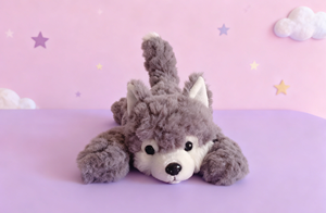 Yumuşak peluş yalan köpek oyuncak kabarık gri kürk ve sevimli disket kulaklar ile çocuklar için günlük arkadaşı ve rahat ev dekor - Product Image 6