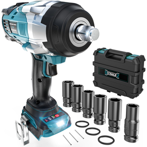 Wholesale 1600N.m High Torque Impact Wrench 1/2 Inch Brushless Cordless for 20V Battery with 6PCS <strong>Socket</strong> <strong>Set</strong> and Belt Clip - Product Image 2
